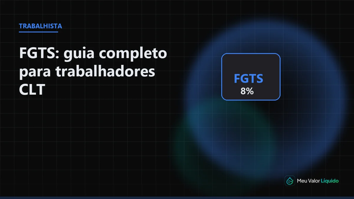 Ilustração editorial (Trabalhista): Multa FGTS 40% ou 20%: quando cada uma se aplica — Meu Valor Líquido
