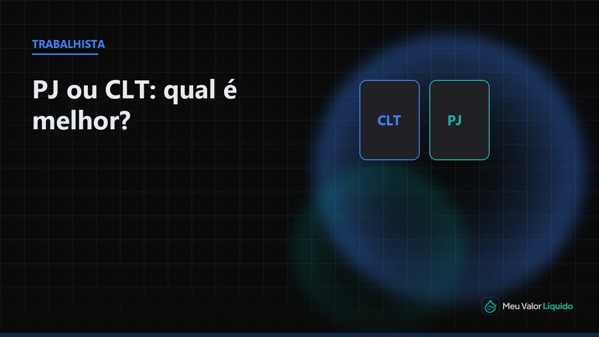 Ilustração editorial (Trabalhista): PJ ou CLT: qual é melhor? — Meu Valor Líquido